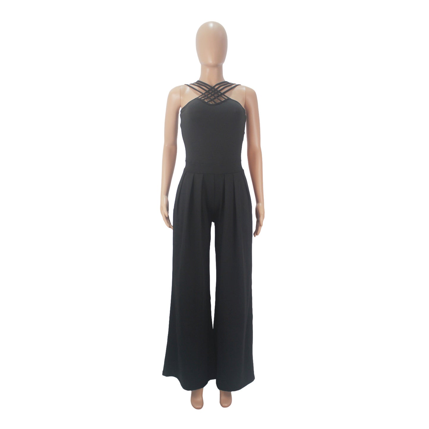 Fashion Multi-strap Cross Wide-leg Jumpsuit