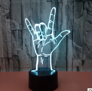 New style I love you gesture 3D lamp colorful touch remote control sign language 3D LED lamp Valentine''s Day gift 3D lamp