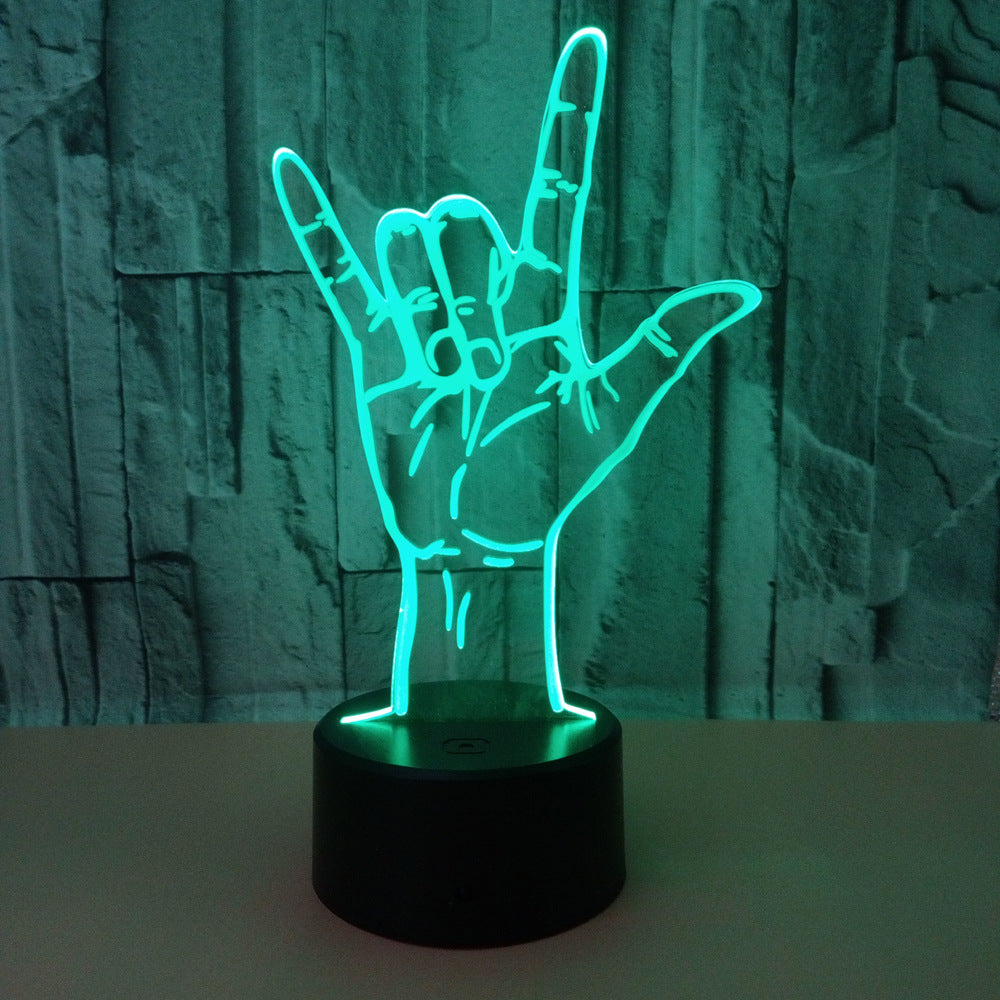 New style I love you gesture 3D lamp colorful touch remote control sign language 3D LED lamp Valentine''s Day gift 3D lamp