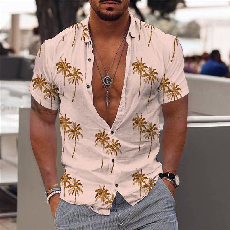 Summer Beach Shirt Hawaiian Style Print