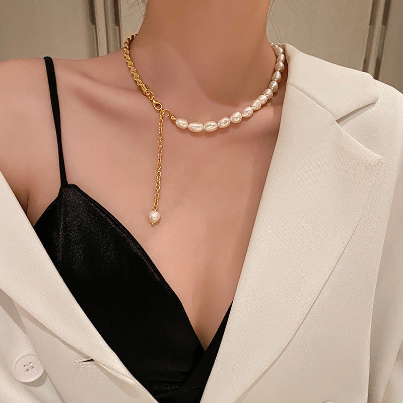 Retro Fashion Baroque Pearl Necklace Female Ins