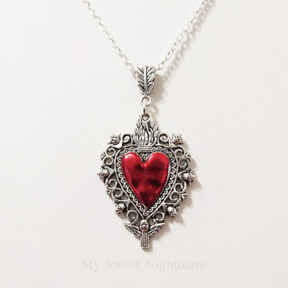 Burning Love Pendant Silver Lace Love Necklace