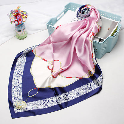 High-end Versatile Retro Printed Artificial Silk Scarf For Women