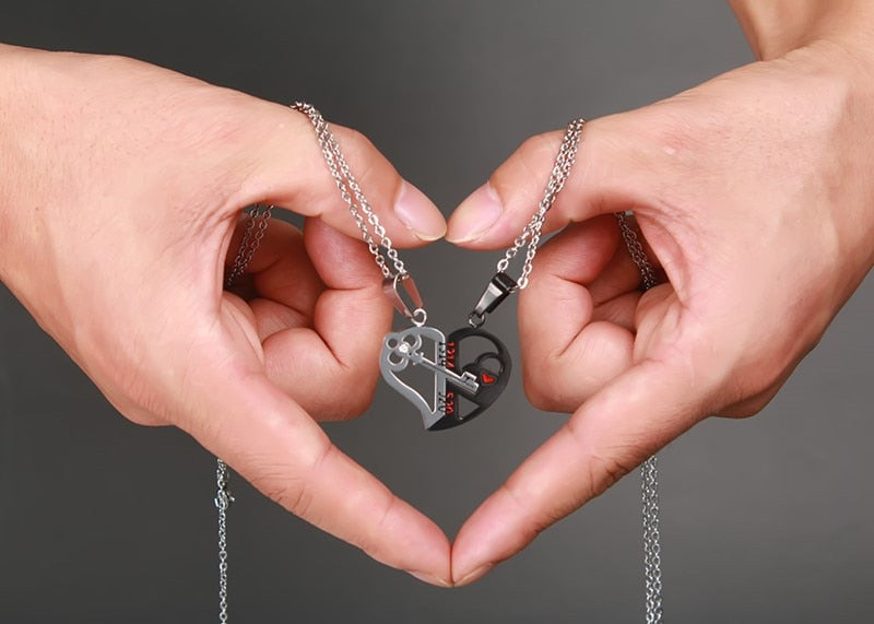 Pendant Love Necklace Set Lover Valentine Gifts Stainless Steel Chain Necklace