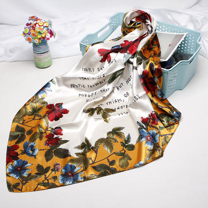 High-end Versatile Retro Printed Artificial Silk Scarf For Women