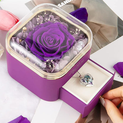 Valentines Day Rose Flower Drawer Jewelry Box Earrings Ring Necklace Storage Valentine's Day Gift Box Romantic Jewelry Packaging Box