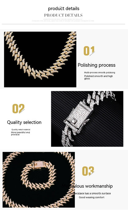 Pepper Chain Hipster Hip Hop Rhinestone Cuban Link Chain Same Style