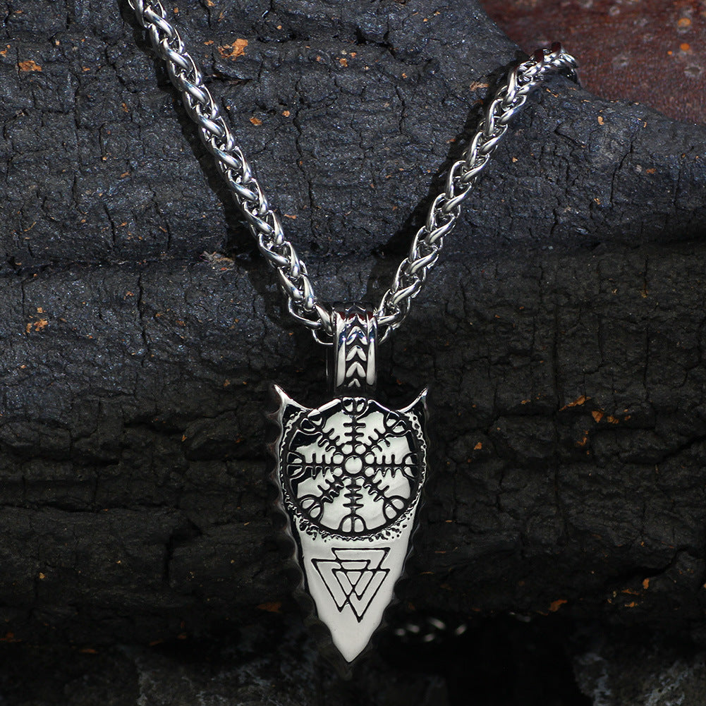 Stainless Steel Triangle Snowflake Rune Arrow Men's Personality Necklace