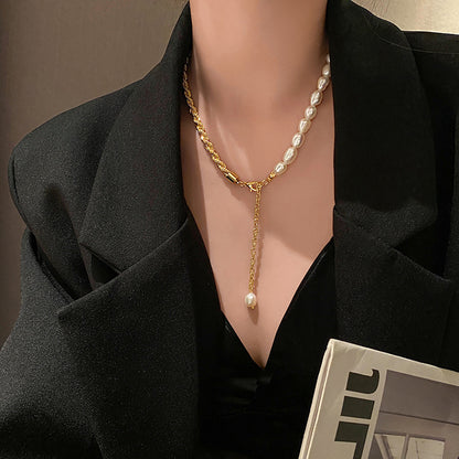 Retro Fashion Baroque Pearl Necklace Female Ins