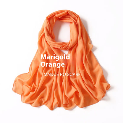 Pure Color Pearl Chiffon Scarf Headcloth Veil Chiffon Scarf