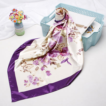 High-end Versatile Retro Printed Artificial Silk Scarf For Women