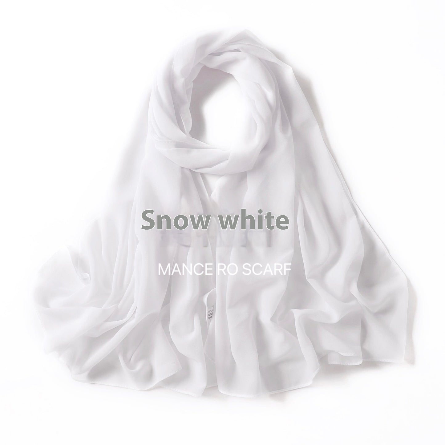 Pure Color Pearl Chiffon Scarf Headcloth Veil Chiffon Scarf