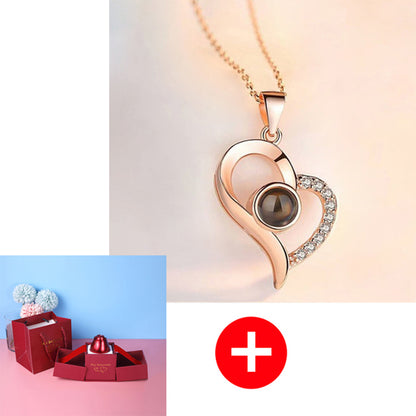 Hot Valentine's Day Gifts Metal Rose Jewelry Gift Box Necklace For Wedding Girlfriend Necklace Gifts