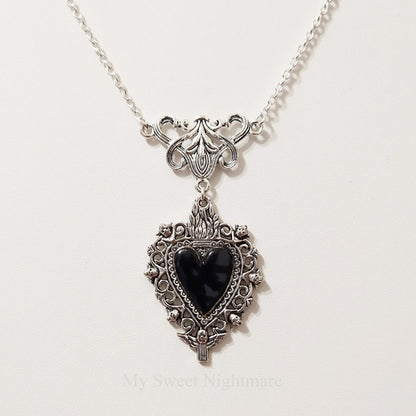 Burning Love Pendant Silver Lace Love Necklace