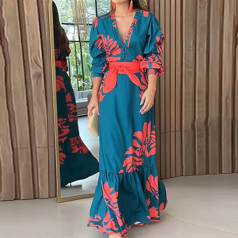 Bohemian Style Fashion Printed Long Sleeve Dress