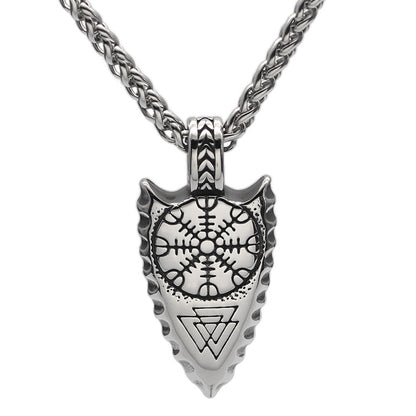 Stainless Steel Triangle Snowflake Rune Arrow Men's Personality Necklace