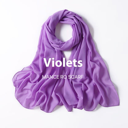 Pure Color Pearl Chiffon Scarf Headcloth Veil Chiffon Scarf