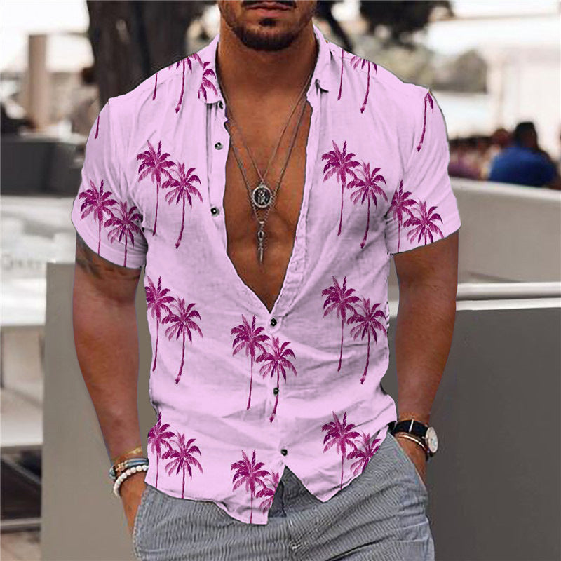 Summer Beach Shirt Hawaiian Style Print