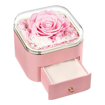 Valentines Day Rose Flower Drawer Jewelry Box Earrings Ring Necklace Storage Valentine's Day Gift Box Romantic Jewelry Packaging Box