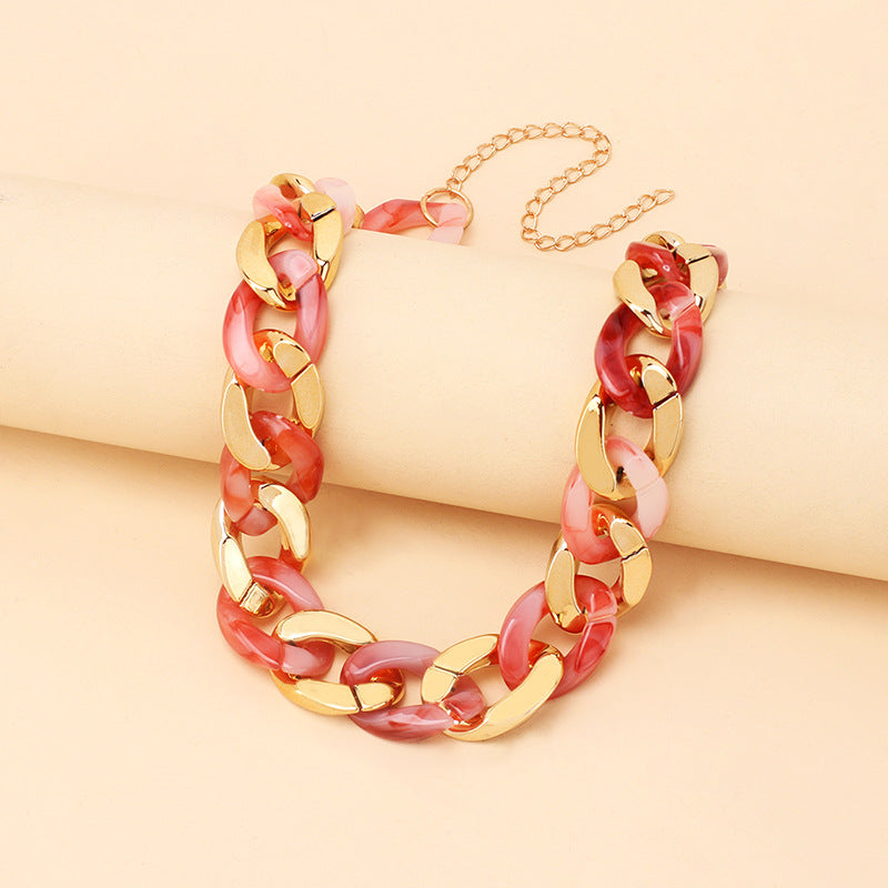 Cold Wind Resin Stitching Necklace New Product Accessories Stacked Clavicle Chain