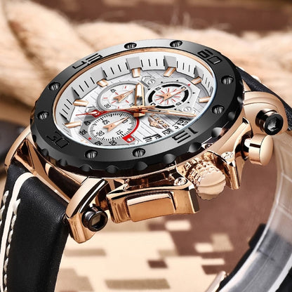 Men Watches Fashion Sport Leather Watch Waterproof Quartz Chronograph