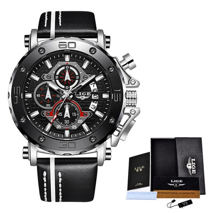 Men Watches Fashion Sport Leather Watch Waterproof Quartz Chronograph