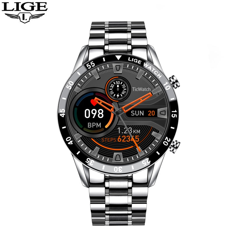 Touch Screen Steel Band Luxury Bluetooth Men Smart Watch