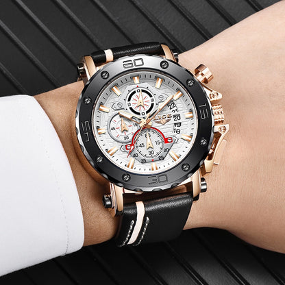 Men Watches Fashion Sport Leather Watch Waterproof Quartz Chronograph