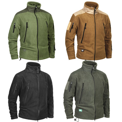 Thick Warm Military Army Fleece Jacket Patchwork Multi Pockets  Men's Jacket and Coats