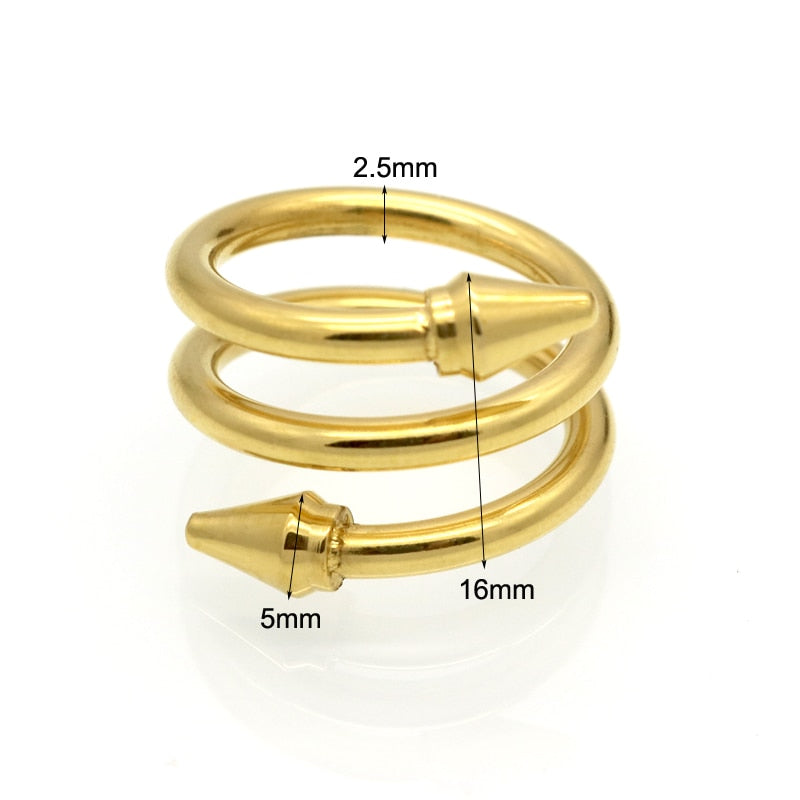 3 Rows Layered Rings Titanium Steel Conical Arrows Women Ring Jewelry