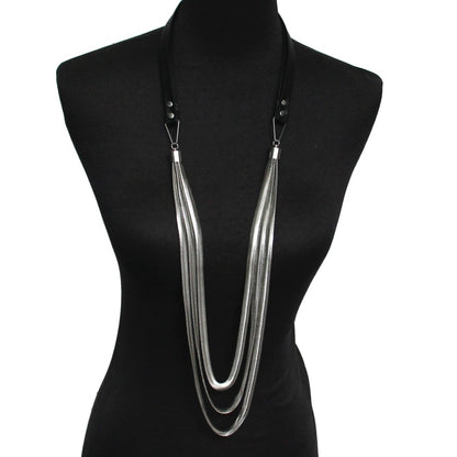 Multi layers Leather Chain long Necklaces Statement Jewelry