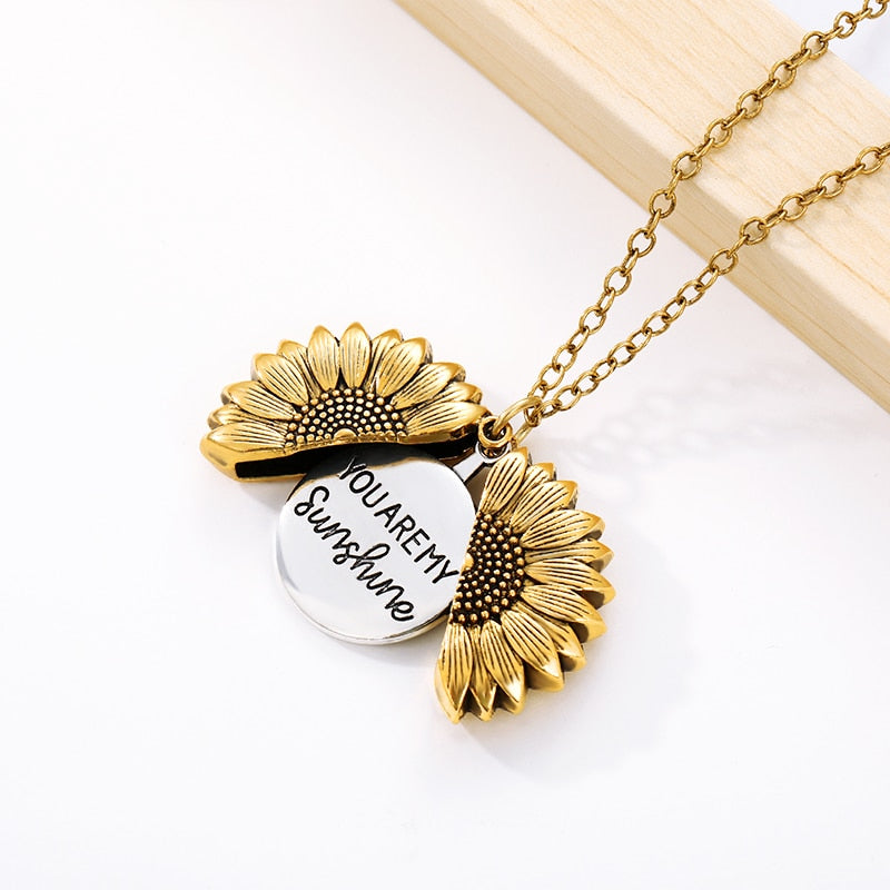 You Are My Sunshine Open Locket Necklace Boho Jewelry