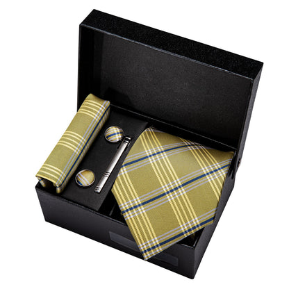 Gold Men Tie Paisley Silk Luxury Designer Neck Tie For Men