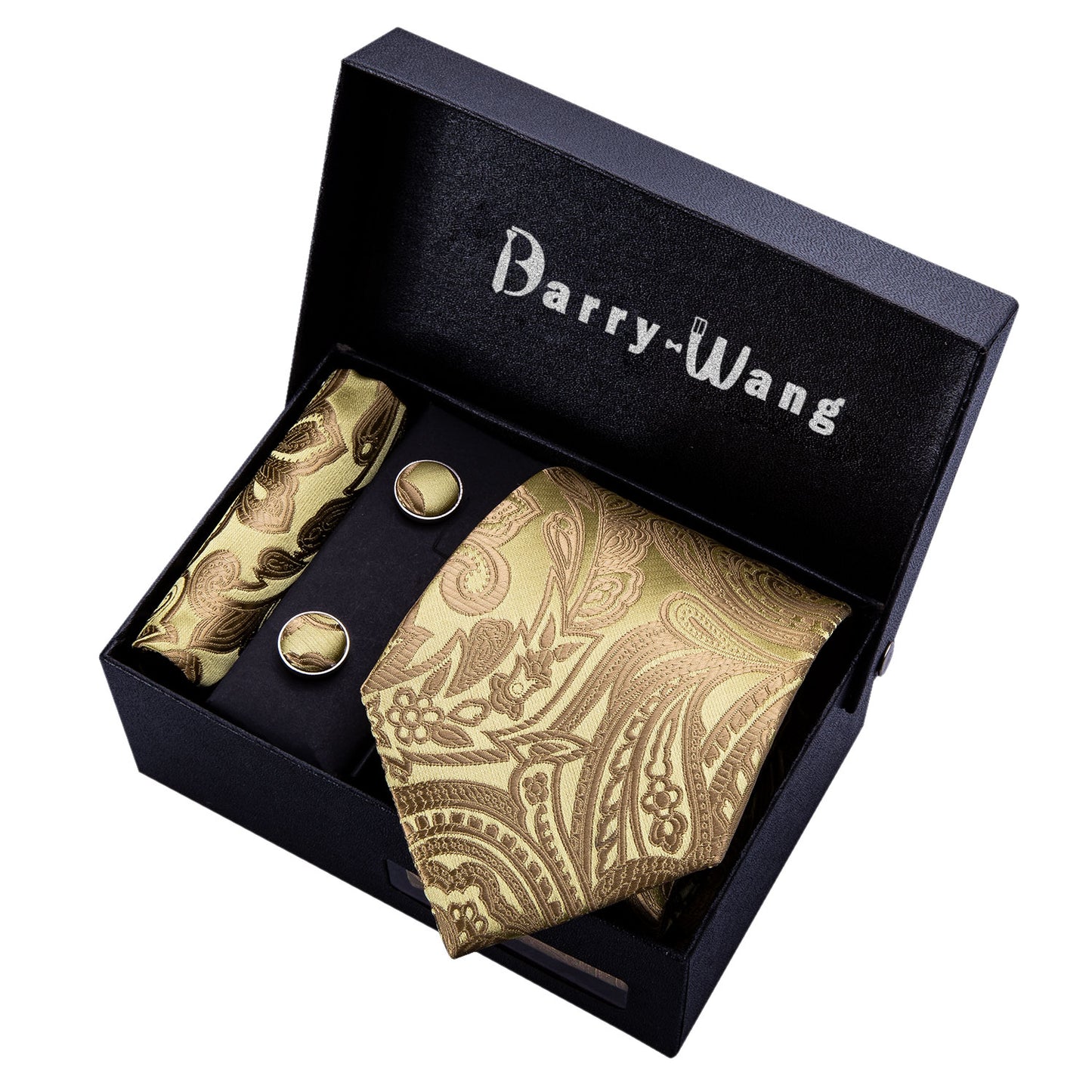 Gold Men Tie Paisley Silk Luxury Designer Neck Tie For Men