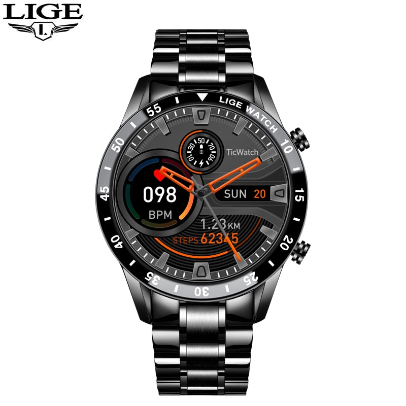 Touch Screen Steel Band Luxury Bluetooth Men Smart Watch