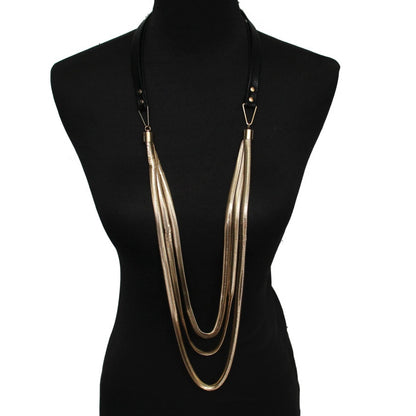 Multi layers Leather Chain long Necklaces Statement Jewelry