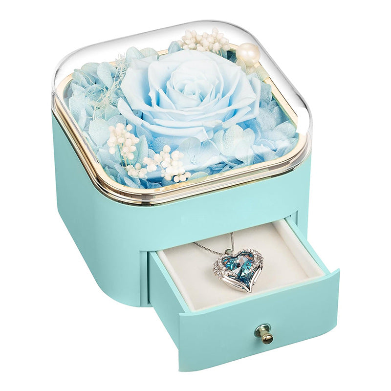 Valentines Day Rose Flower Drawer Jewelry Box Earrings Ring Necklace Storage Valentine's Day Gift Box Romantic Jewelry Packaging Box