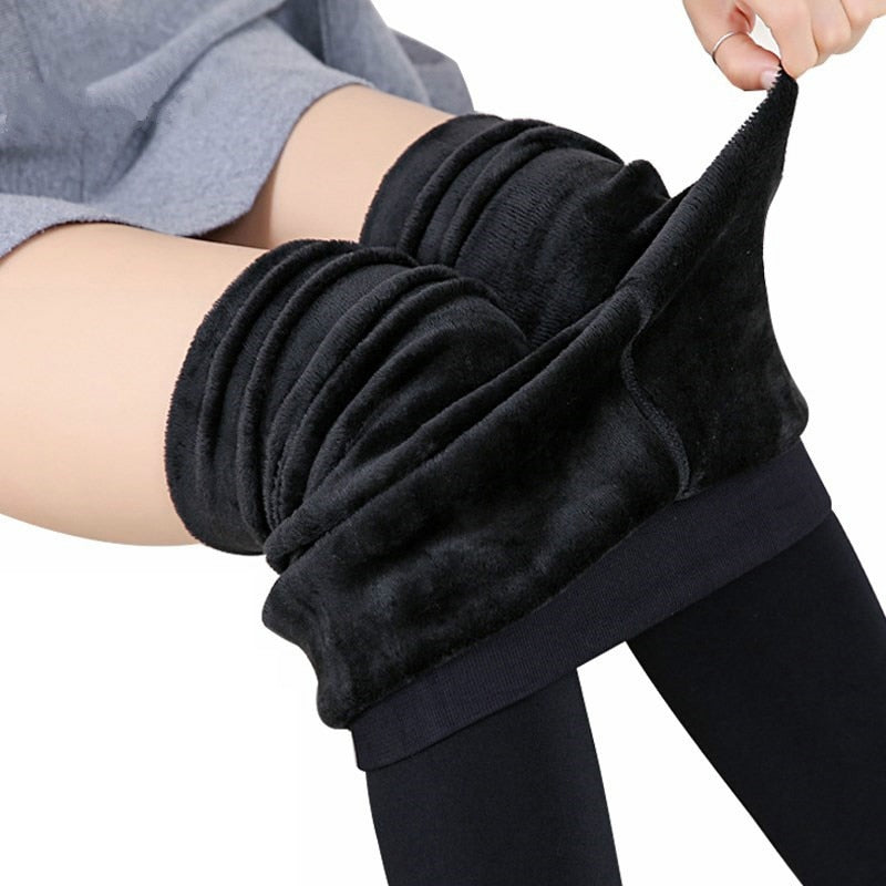 Winter Leggings For Women Warm Solid Color Velvet High Waist Stretchy Leggings