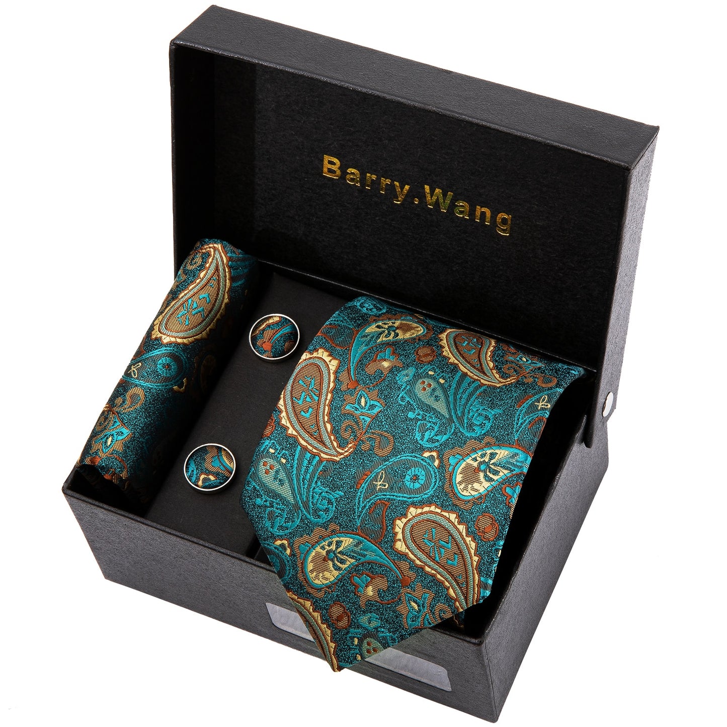 Gold Men Tie Paisley Silk Luxury Designer Neck Tie For Men