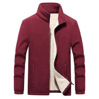 Winter Men's Jackets Thick Fleece Hooded Men Sweatshirt Solid Casual Coat