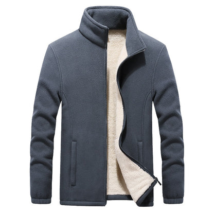 Winter Men's Jackets Thick Fleece Hooded Men Sweatshirt Solid Casual Coat