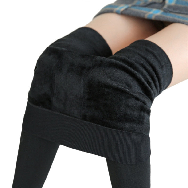 Winter Leggings For Women Warm Solid Color Velvet High Waist Stretchy Leggings