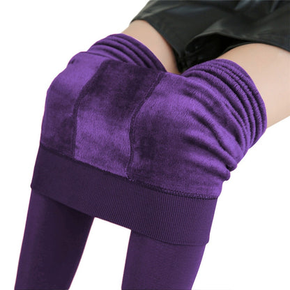 Winter Leggings For Women Warm Solid Color Velvet High Waist Stretchy Leggings