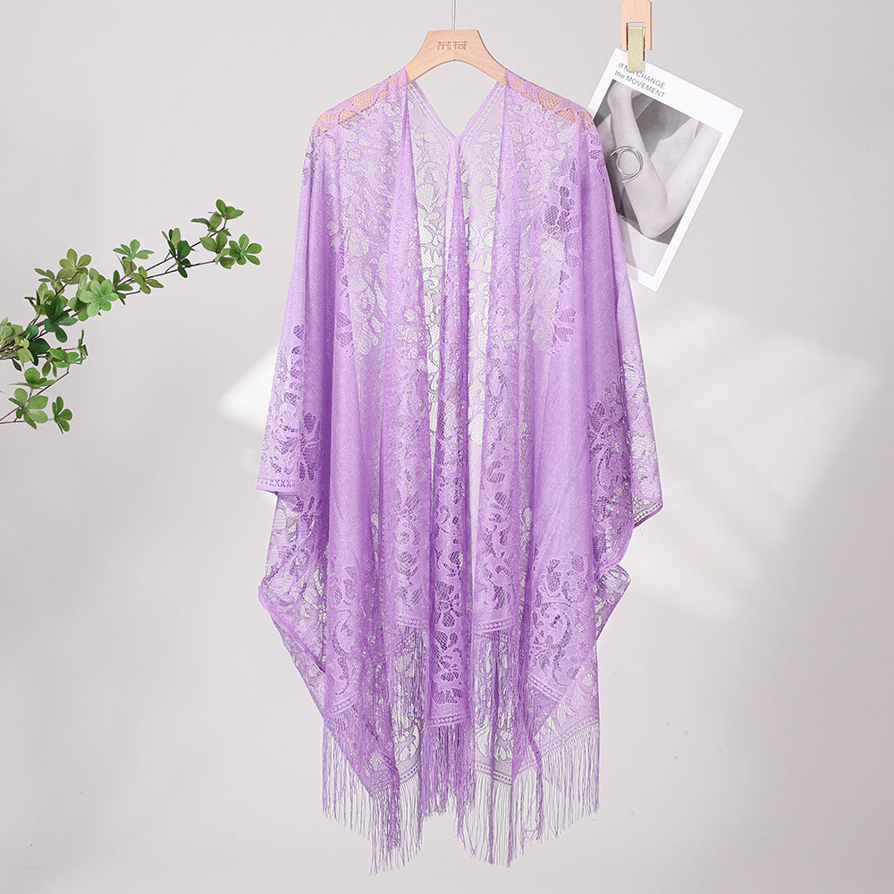 Summer Ladies Tassel Women's Thin Lace Shawl