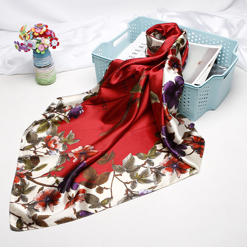 High-end Versatile Retro Printed Artificial Silk Scarf For Women