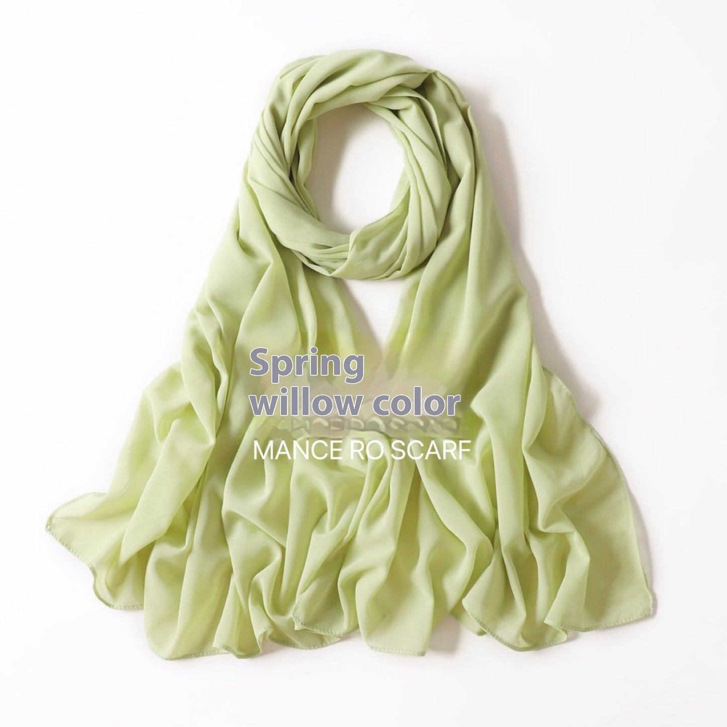 Pure Color Pearl Chiffon Scarf Headcloth Veil Chiffon Scarf