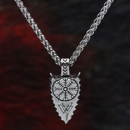 Stainless Steel Triangle Snowflake Rune Arrow Men's Personality Necklace