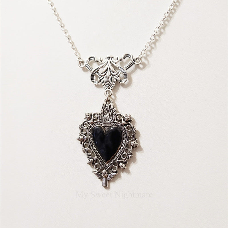 Burning Love Pendant Silver Lace Love Necklace