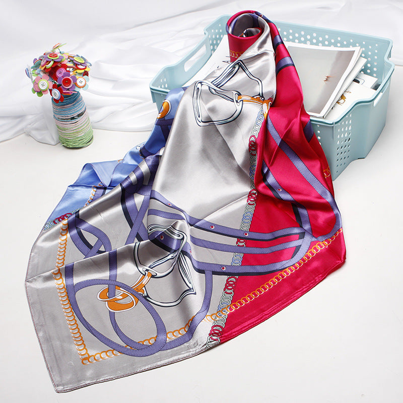 High-end Versatile Retro Printed Artificial Silk Scarf For Women