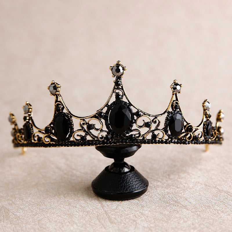 New Baroque Retro Black Crown Bridal Headdress Wedding Wedding Photo Accessories